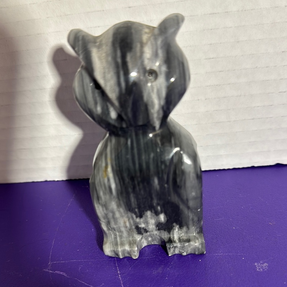 Gray Marble Owl Figurine